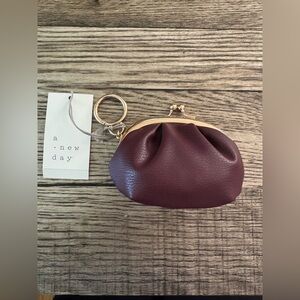 A New Day Kisslock Mini Bag Charm Coin Purse Wine Burgundy Red